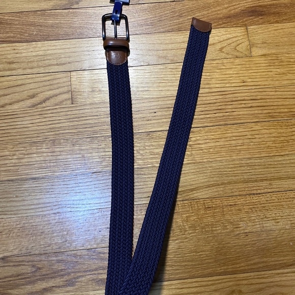 Penguin Stretch Belt Genuine Leather Woven Dark Navy Blue Men's Sz S (30-32) New - Picture 4 of 5